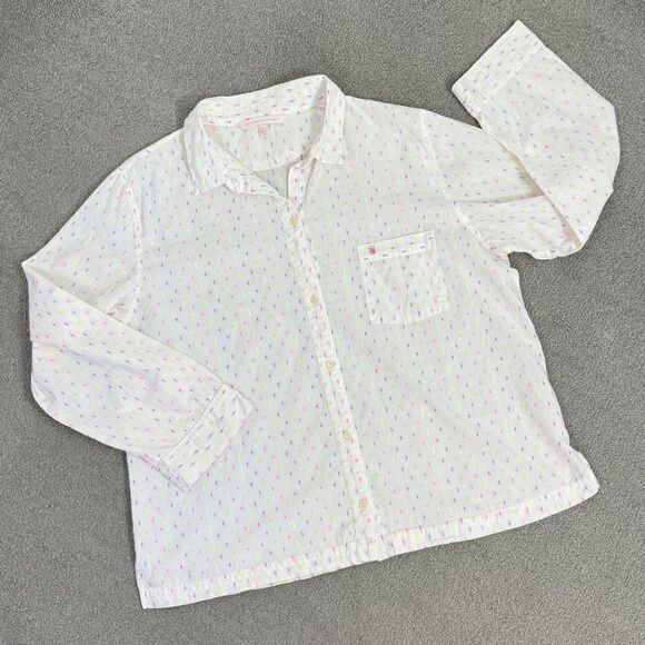 Victoria’s Secret Embroidered Neon Print Pajama Shirt White Multi Large - Picture 12 of 12